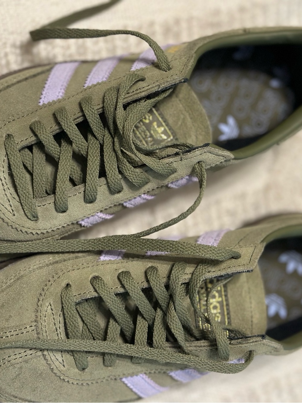 Adidas handball spezial Olive Green Suede Women's Sneakers with bluish/ violet - Picture 4 of 6